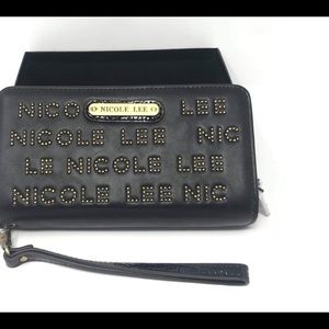 Nicole Lee black and Gold hand wallet